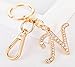 AlphaAcc Keychain for Women Purse Charms for Handbags Crystal Alphabet Initial Letter Pendant with Key Ring,Letter N