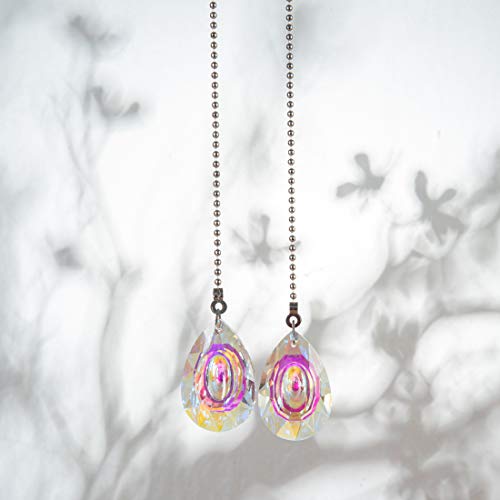 Image of 2 PCS Crystal AB Coating Ceiling Fan Pull Chain Extender Prisms Drop Gifts