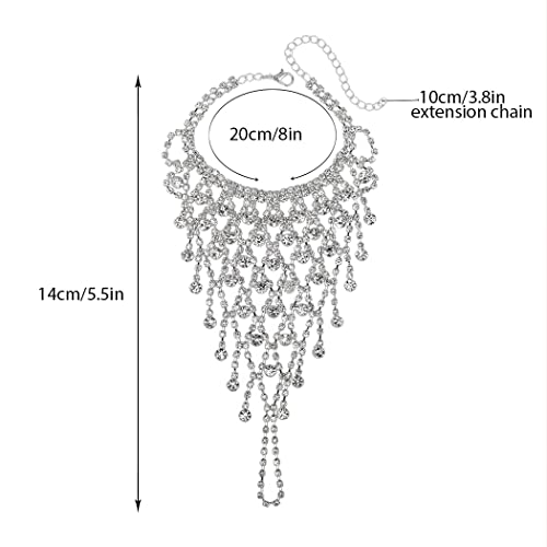 ACEDRE Rhinestone Ring Bracelet Silver Hand Chain Jewelry Sparkly Crystal Finger Bangles Costume Accessories for Women2