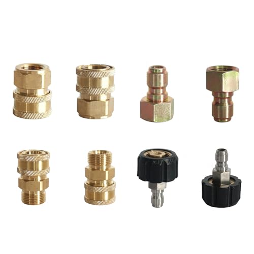 8 Piezas de Kits conexión rápida para Lavadora Alta presión Conjuntos adaptadores latón Coches y desconexión 3 Pulgadas