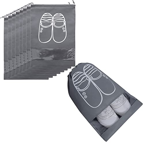 XUBX 10pcs Sacs à Chaussures de Voyage, Sac de Rangement pour Chaussures, Sac à Chaussures, Housse Anti-Poussière, Imperméable Sacs de Voyage avec Fenêtre Transparente, Respirants Sacs Organisateurs Cover