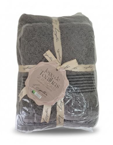 Jogo de Toalhas 2 Peças Tomie LMPeter – 100% Algodão – Toalha de Banho + Toalha de Rosto – Kit Banho Macio e Absorvente (Cinza Urbano)
