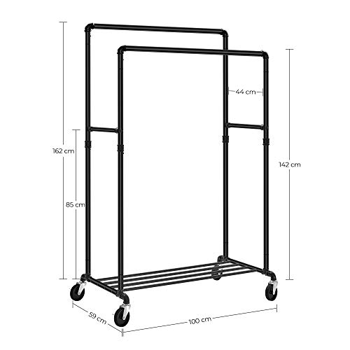 Songmics HSR60B Kledingrek, voor zware lasten, tot 110 kg belastbaar, industrieel design, mobiele garderobestandaard met… - Image 7
