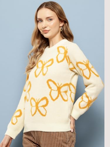 Image of Aarika Women Winter Wear Peach Colour Woolen Butterfly Sweater