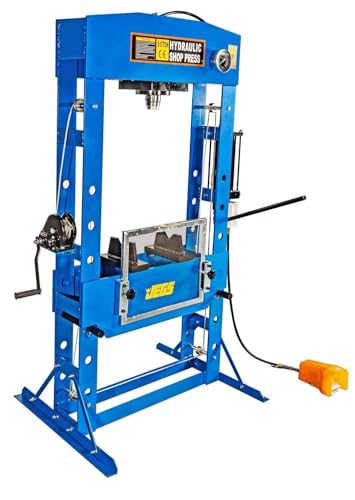 JEGS 50-Ton Hydraulic Shop Press Floor Mount Air Operated Foot Pedal