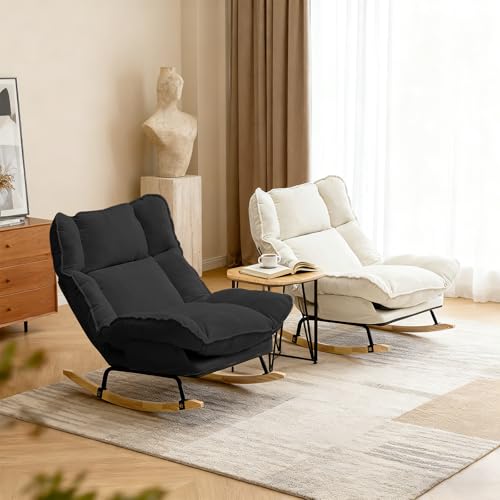 Sillón Mecedor Plegable Terciopelo Negro miniatura 7
