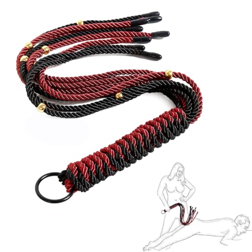 BDSM Peitschen-Set Peitschen Set Für Sex Rote und schwarze doppelt geflochtene Peitsche SM-Quastenpeitsche Spanking-Peitsche für Erwachsene Sex-Bondage-Spielzeug