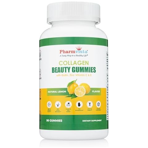 Pharmvista - Collagen Gummies with Biotin, Zinc, Vitamins C & E for Hair Skin and Nails Support, 90ct Cover