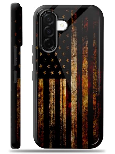 for Samsung Galaxy A26 5G Case with Screen Protector, Magnetic Wireless Charging, Military Grade Shockproof Dual Layer Cover for Samsung A26, American Flag