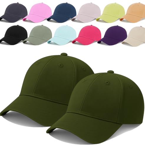 Image of Unisex Adjustable Baseball Cap Pack of 2 - Solid Color, Breathable, Stylish Cotton Caps for Men & Women - Outdoor Sports, Travel, Casual Wear