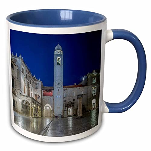 3dRose Croatia, Dubrovnik, Stradun & Bell Tower 15oz Two-Tone Blue Mug