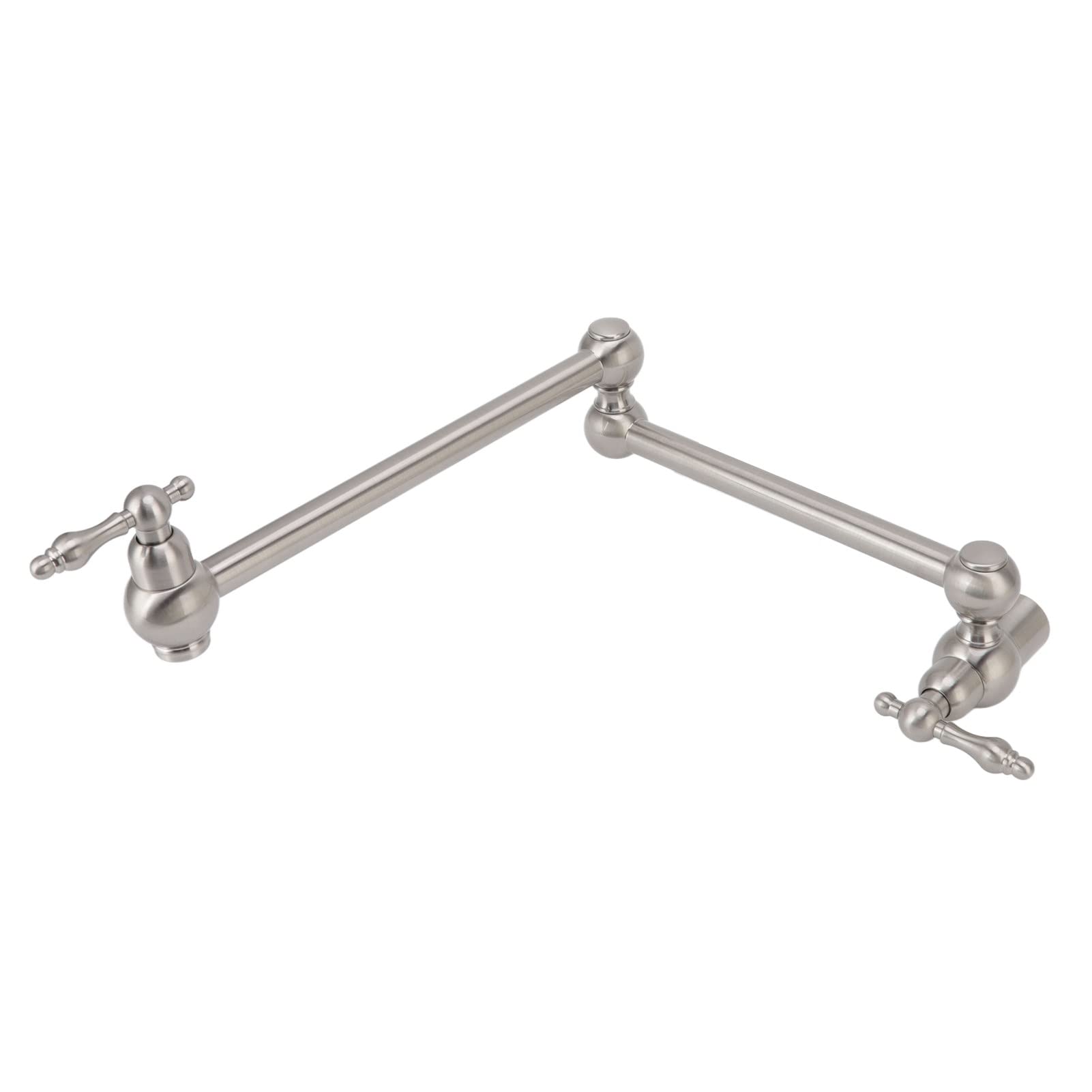 Rubinetto per riempimento pentole, rubinetto da cucina a parete in rame estensibile G1/2 Rubinetto pieghevole per riempimento pentole a due manici a foro singolo(Argento spazzolato)