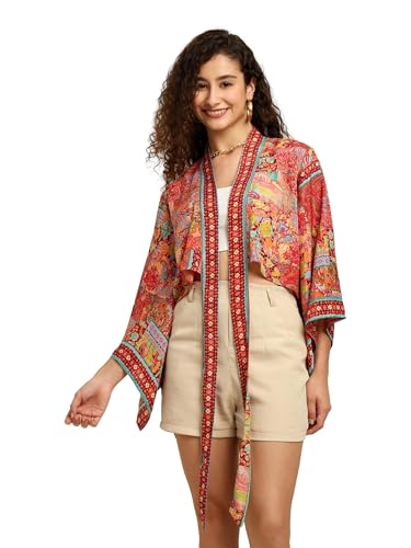 Image of KE Kanha Exports top for Women Stylish Western | wrap Tops for Woman | Perfect on Jeans Tops for Woman | Summer top | Beach Outfits Dress for Women Stylish(Crimesion Pink-Japanes-10586)
