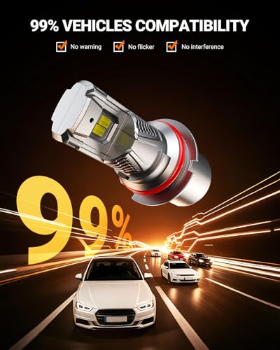 Image of SEALIGHT 9007 /HB5 LED Light Bulb, 900% 46000LM Brighter than Original Bulbs, 6500K White Output Canbus Ready, IP68 Waterproof 80000Hrs Lifespan, 1：1 Size 3Mins Installation, 2 Pack