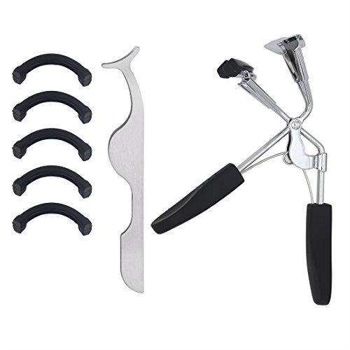 Leryeu Eyelash Curler Premium Eyelash Professional Makeup Tool With 5 Replacement Silicone Refill Pads and False Eyelashes Applicator-Used to Get Gorgeous Eye Lashes(Silver)