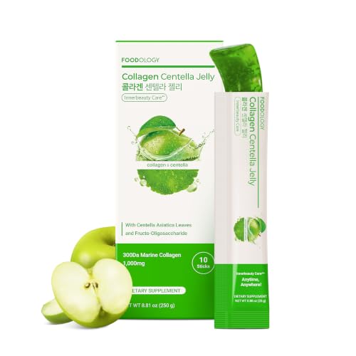 Image of FOODOLOGY Coleology Collagen Centella Jelly, Gree Apple Flavor, 10 Sticks