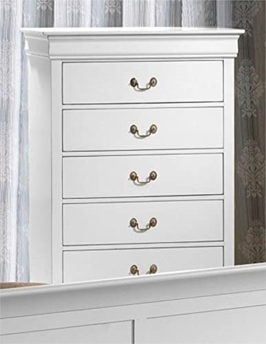 GTU Furniture Classic Louis Philippe Styling White 5Pc Wooden Twin Bedroom Set - Thumbnail 5