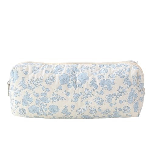 Cute Mini Quilted Makeup Bag for Women Travel Cosmetic Bags Lightweight Coquette Aesthetic Floral Toiletry Organizer Case (Floral#01)