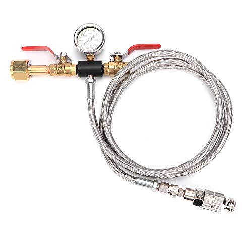 Rockyin Double Valve CO2 raccord de Remplissage de 1,8 m Adaptateur de Tuyau avec manomètre for Sodastream (W21.8-14) Cover