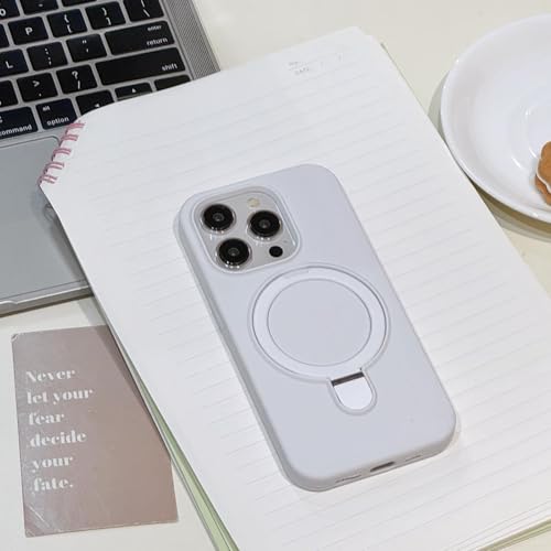 Coque silicone liquide magnétique iPhone 15 Pro blanc mat avec protection antichoc sans fil
