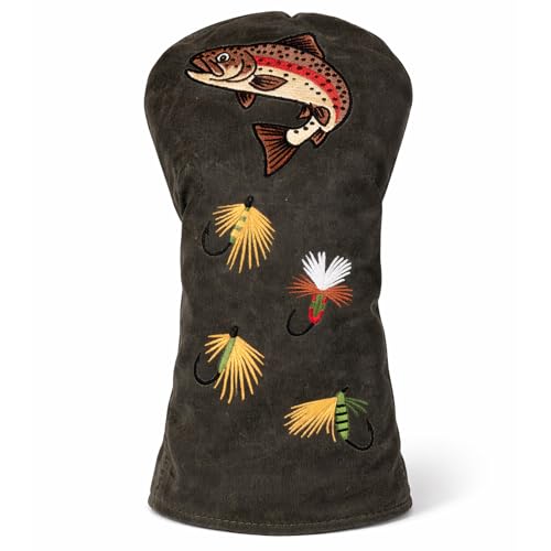 Uniporium Fishing Novelty Head Cover – Premium Waxed Canvas Golf Driver Headcover With Embroidered Fish Details, Designed For Modern 460Cc Drivers, And A Fun Golf Accessory And Gift