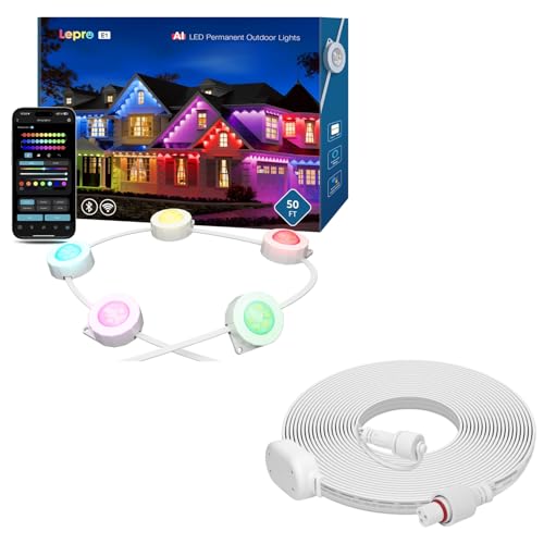 Lepro Bundle â 2 Items: 15m E1 AI Permanent Outdoor Lights for Eaves & 3m Extension Lead