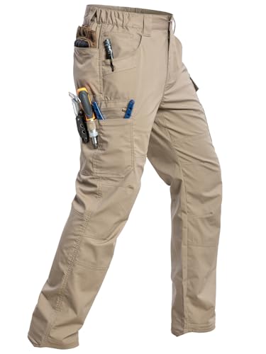 Image of CARWORNIC Men's Stretch Ripstop Work Pants Water Resistant Flex Cargo Pants Lightweight EDC Operator Tactical Utility Pants