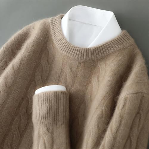 Men's Spring Winter Thick Sweater Wool Knit Round Neck Base Layer Pullover Soft Warm Top3