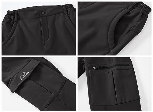 Tbmpoy Women's Skiing Hiking Cargo Pants Outdoor Waterproof Windproof Softshell Fleece Snow Pants Black L #TOP5