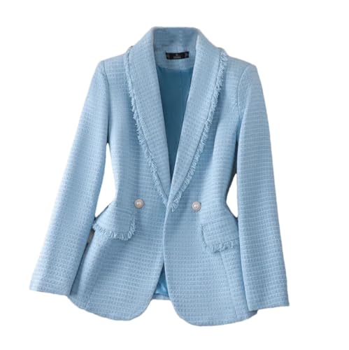 Veste de costume femme en tweed bleu ciel idéale pour le bureau et les sorties