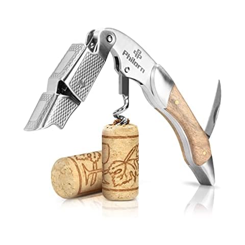 Philorn Kellnermesser All-in-1, Korkenzieher Wein Profi, Holz Kellnerbesteck Edelstahl Cover