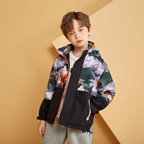 Image of MGEOY Boys Girls Rain Jacket Lightweight Waterproof Hooded Fleece Lined Raincoat Windbreakers for Kids