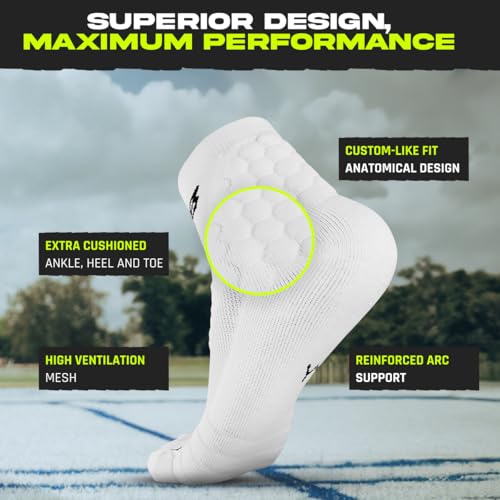 Anti-Blister Mens Athletic Cushion Quarter Length Socks for Football, Running, Baseball, Basketball4