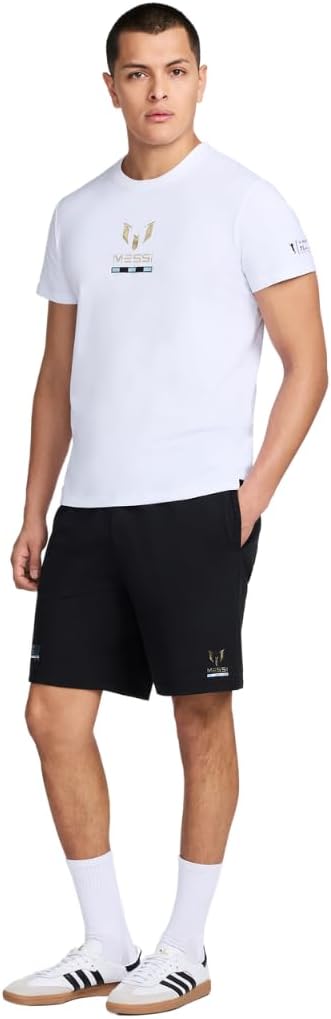 Messi Mens Lifestyle Shorts with Drawstring Closure, Comfortable Fit, Cotton & Polyester