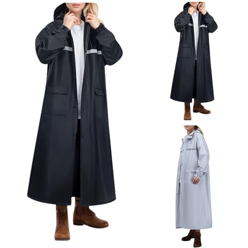 Poncho de lluvia unisex con rayas reflectantes impermeable reutilizable extra largo 2