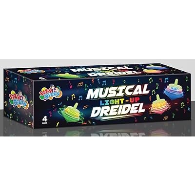 Izzy 'n' Dizzy Musical Dreidel - Hanukkah Dreidel 4 Pack - Sings Oh Draidel as it Lights Up - Light Up Dreidels - Chanukah Toys & Games