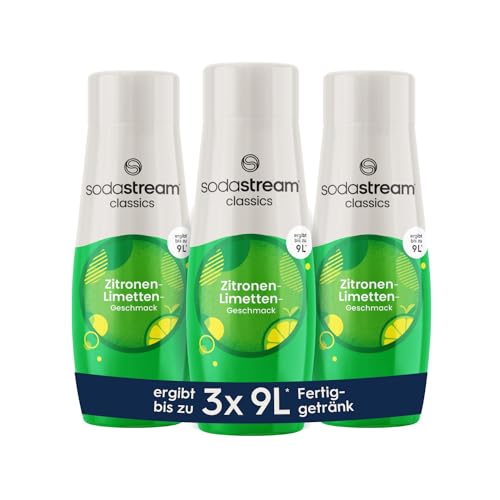 SodaStream Sirup 3x Zitrone-Limette, 1x Flasche ergibt 9 Liter Fertiggetränk, Sekundenschnell zubereitet und immer frisch, 3x 440 ml 1