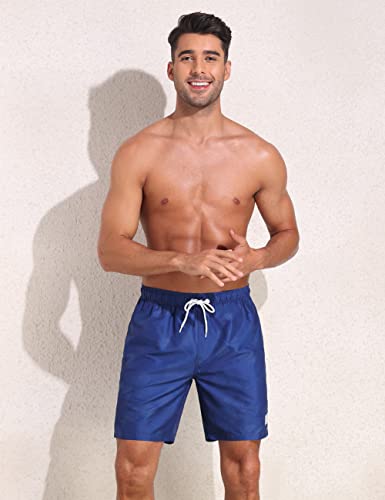 unitop Mens Swim Trunks with Compression Liner 7" Quick Dry Board Shorts Swimwear Bathing Suit with Pockets 7