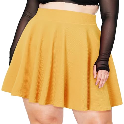 Moon Wood Mini Faldas Mujer Verano Tallas Grandes,Versátil Minifalda Sexy de Cintura Alta Falda Pantalon Elástico Casual Amarillo XL
