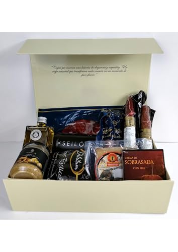 DON GOURMET, Cesta Gourmet para Regalar, Personalizable, Queso curado, jamón ibérico, chorizo ibérico, lote embutidos ibéricos, aceite de oliva, pack ibéricos, Regalo San Valentín. (CESTA 6)