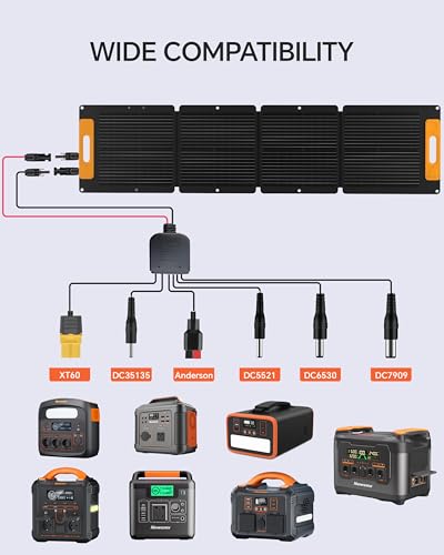 100 Watt Portable Solar Panel for Portable Power Station, Foldable Solar Panel 100W for Camping, with Solar Cable, 19V Monocrystalline Solar Panel, 22% High Efficiency IP65 Waterproof - Image 3
