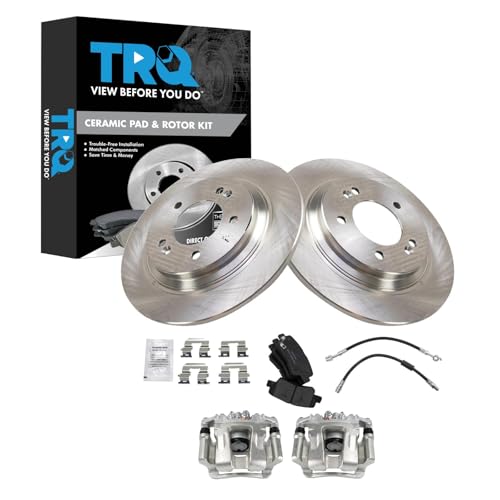 Image of TRQ Rear Brake Pad and Rotor Set Ceramic Calipers Compatible with 2014-2016 Kia Optima