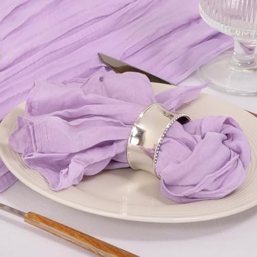 Image of MLMC 60 Pack Cheesecloth Napkins Bulk Lilac Purple Dinner Cloth Napkins 21 inchx21 inch Boho Reusable Lavender Cloth Napkins in Bulk for Wedding Bridal Baby Shower Events Table Decor