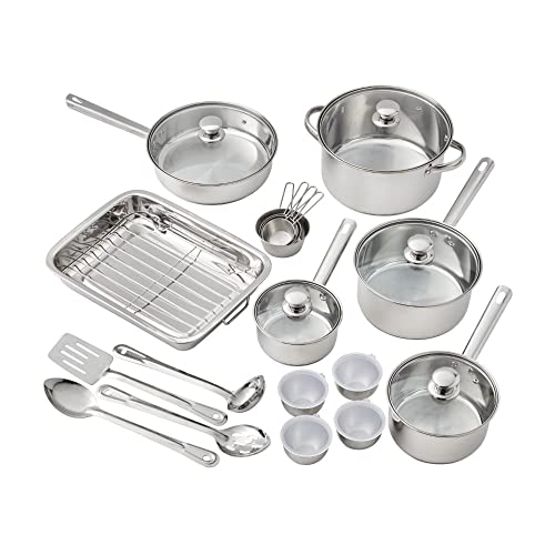 SYGZMY Juego de 24 Piezas de Acero, Juego de Cocina, Juego de Utensilios de Cocina, Juego de ollas y sartenes, Juego de ollas de Cocina de la Marca Mainstays Juego de ollas de Cocina