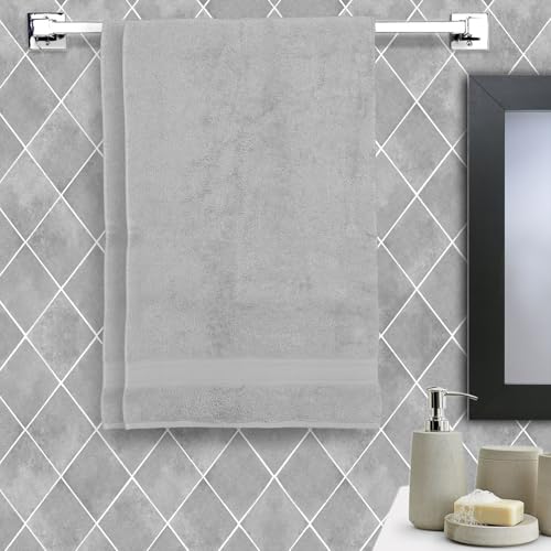 Image of Arvind 100% Cotton Towels for Bath | Towels for Bath Large Size | 500 GSM Bath Towel - Soft & Absorbent | 2 Piece Bath Towel for Men /Women | Urban Comfort | 70 cm x 140 cm - Light Grey