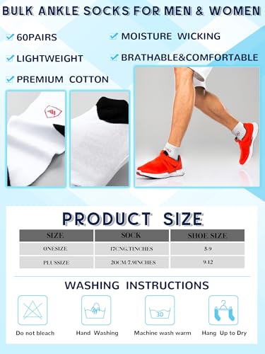 60 Pairs Mens Socks Bulk Homeless Thermal Moisture Wicking Sports Crew Ankle Sock for Men Unisex3