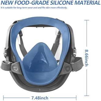 Reusable full Face Cover, Full Face Respirator Mask, Organic Vapor Gas Mask with Activated Carbon Filters Anti-fog Gas Cover Against Dust Fume for Painting, Polishing, Welding, Staining, Cutting