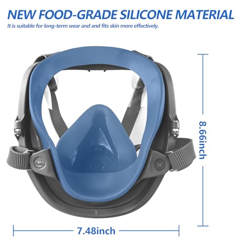 Reusable full Face Cover, Full Face Respirator Mask, Organic Vapor Gas Mask with Activated Carbon Filters Anti-fog Gas Cover Against Dust Fume for Painting, Polishing, Welding, Staining, Cutting