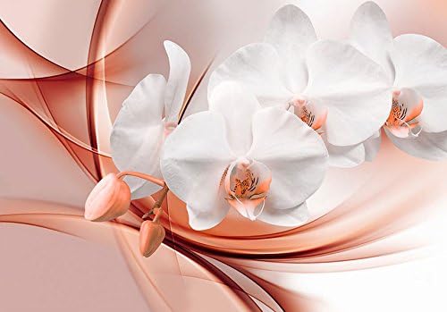 Miniatura 4 de artgeist Mural de pared Orquídea naranja de 116 x 83 pulgadas, papel tapiz autoadhesivo removible de gran tamaño para decoración de pared, diseño de