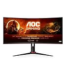 AOC Gaming CU34G2 - 34 Zoll WQHD Curved Monitor, 100 Hz, 1ms, FreeSync Premium (3440x1440, HDMI, DisplayPort, USB Hub) schwarz/rot